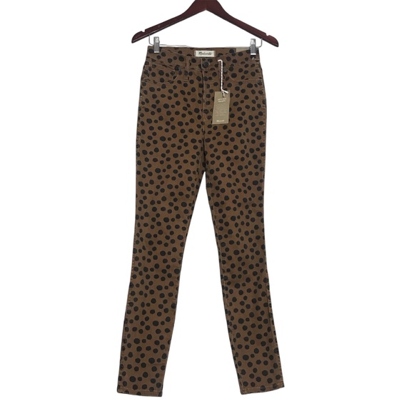 NWT Madewell Brown Leopard Dot 10” High-Rise Lyocel Skinny Pants Womens Sz 27 - Picture 3 of 16